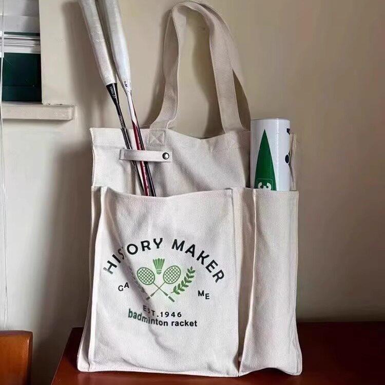 Badminton Bag - 大容量キャンバスバドミントンラケットバッグシングルショルダースポーツフィットネストラベルテニスバッグ女性の新しいスタイルの高い美的価値