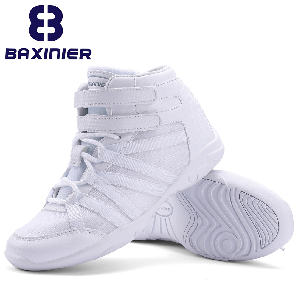 Badminton Shoes - バキシニエ-女の子のための軽量ハイトップチアリーディングシューズ、ユースチアリーディングスニーカー、チアーコンペティション、トレーニングダンス、白いテニスシューズ