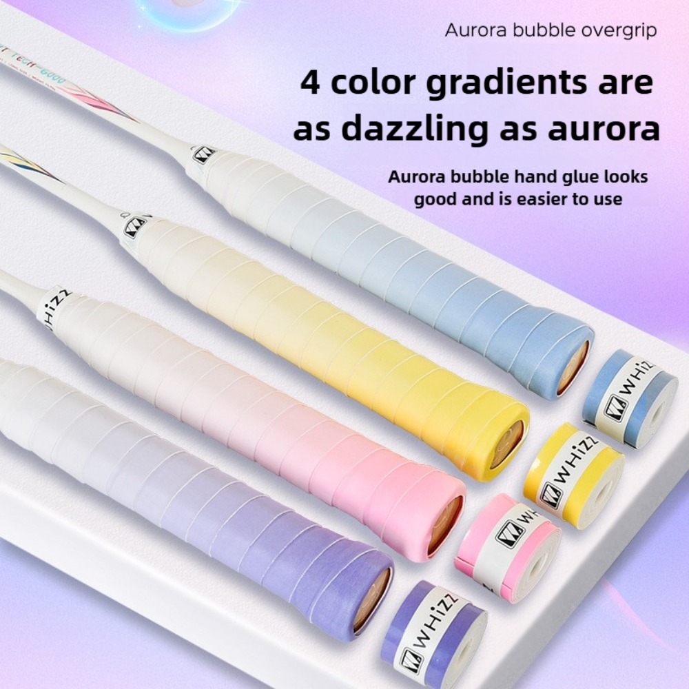 Badminton Grip - 高品質オーロラバブルグリップテープ耐衝撃ノンスリップ快適な吸汗通気性バドミントンテニスラップ