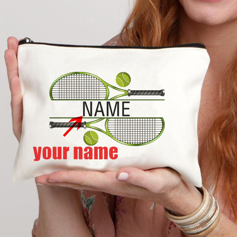 Badminton Bag - パーソナライズされたテニスカスタム名化粧バッグギフトテニス愛好家化粧品ケーステニスコーチギフト十代の少女ギフト鉛筆ケース
