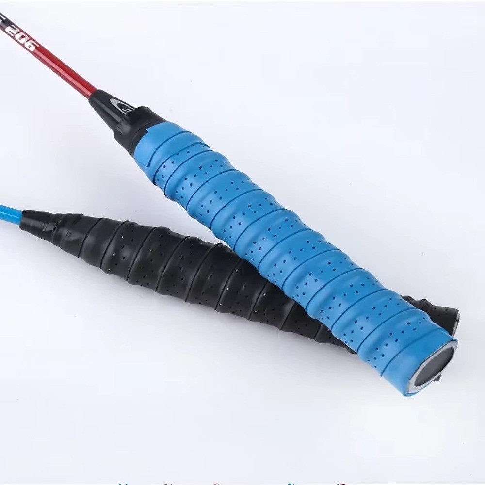 Badminton Grip - PU素材のバドミントンラケットグリップテープ。滑り止め加工、吸汗性、交換可能なオーバーグリップ。表面に凹凸のあるリブ加工、通気孔付き。